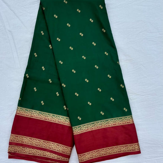 Green and Rush organge Mysore Crepe Semi