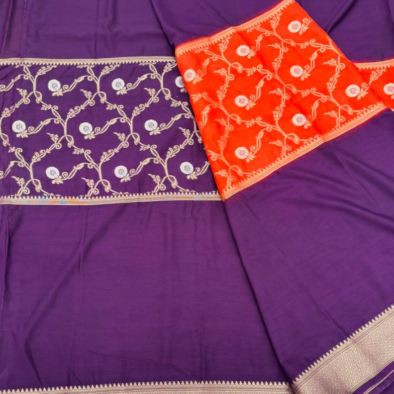 Orange and Wine Mysore Crepe Semi