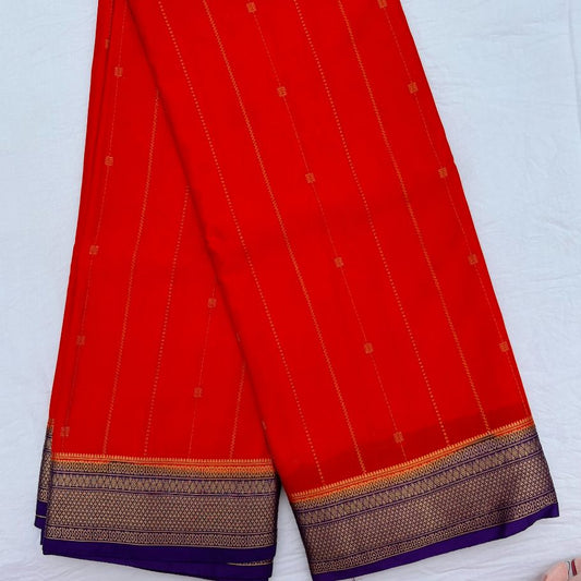 Orange and Blue pink Mysore Crepe Semi