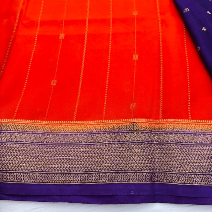 Orange and Blue pink Mysore Crepe Semi