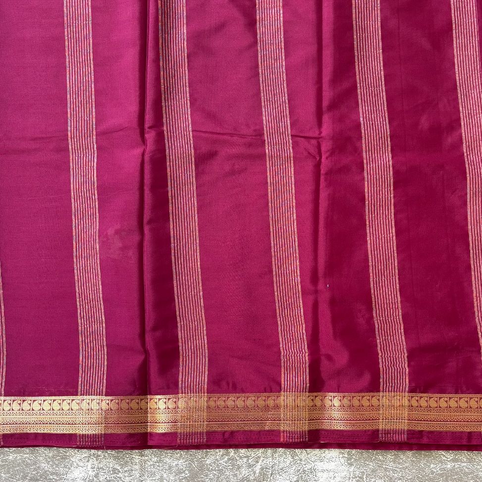 Wine Mango boarder Mysore crape silk semi