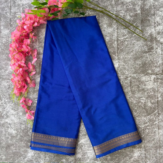 Blue Elephant boarder Mysore Crape Semi