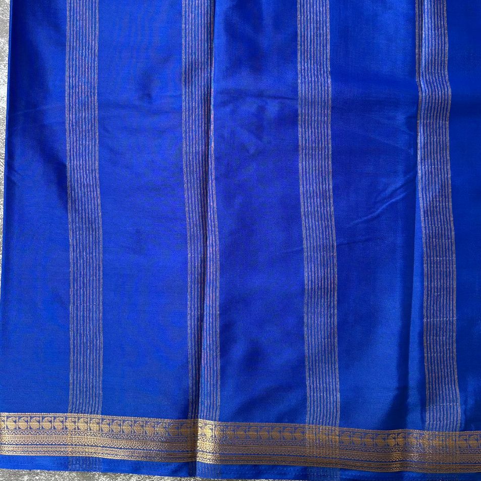 Blue Elephant boarder Mysore Crape Semi