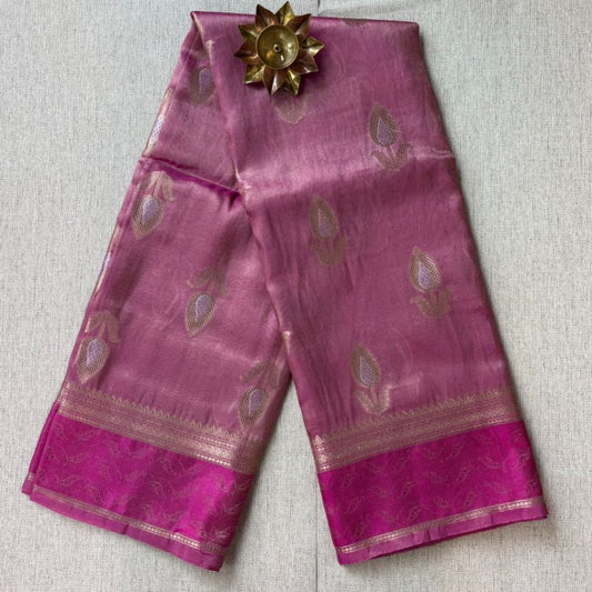 Rani pink Banaras Tissue Katan Silk