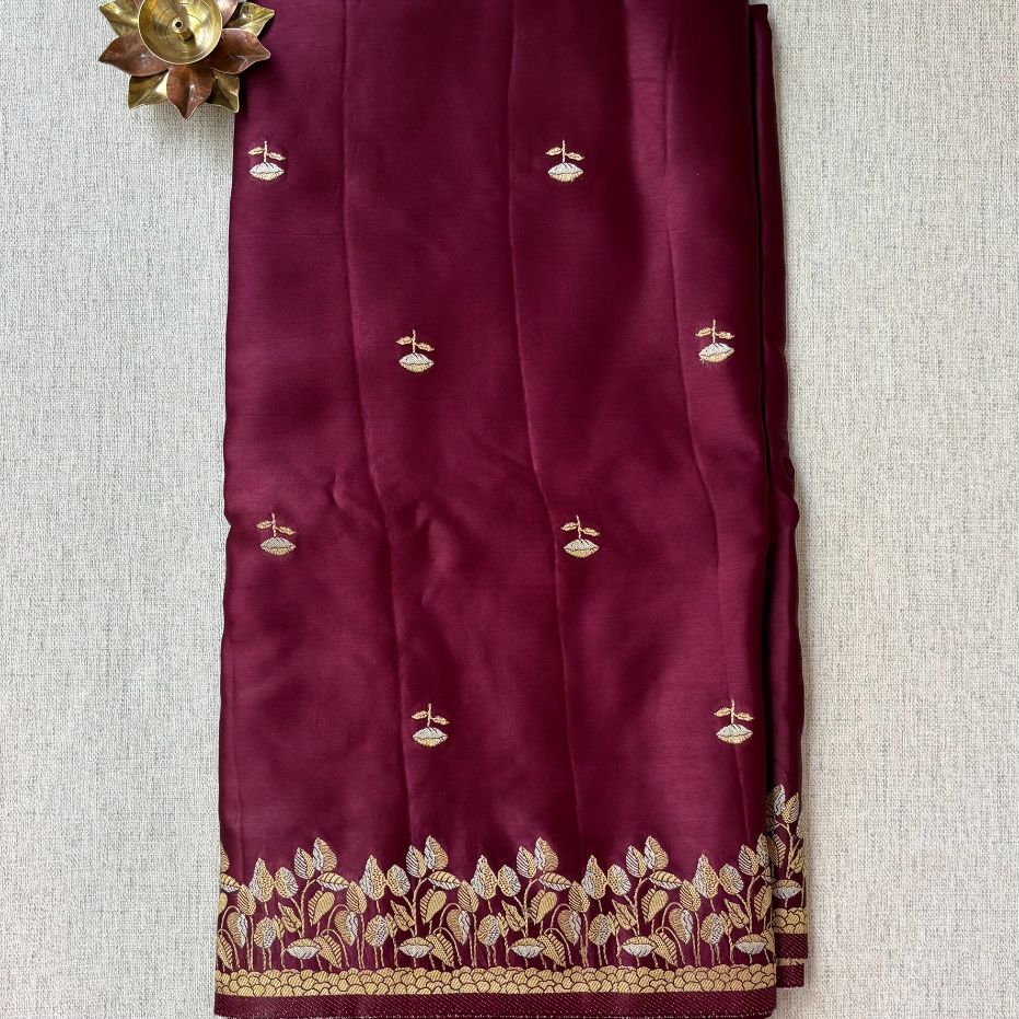 Maroon Banarasi Mashru mango silk saree