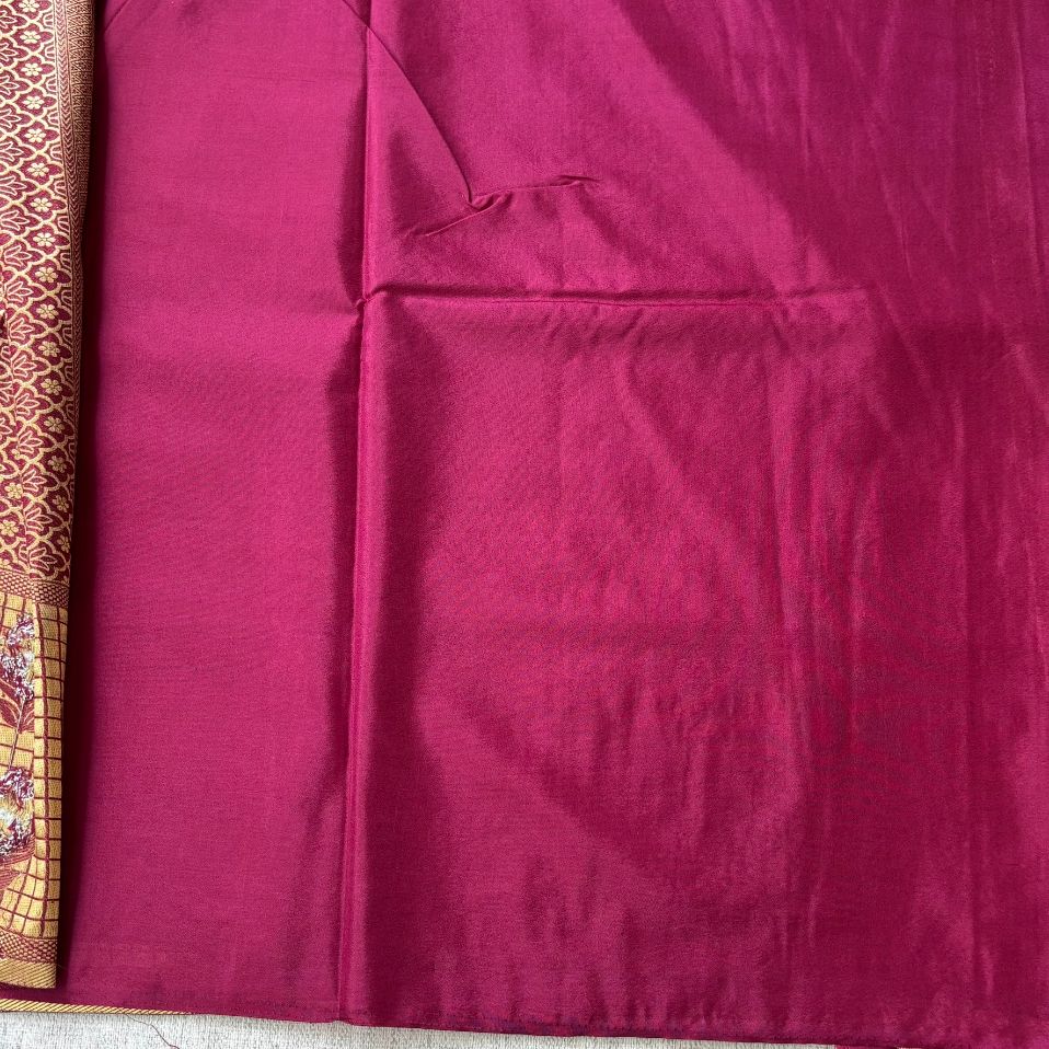Maroon Banarasi Crape silk saree