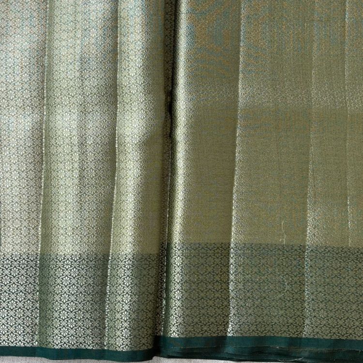 Olive green Banarasi Tissue silk with satin boarder