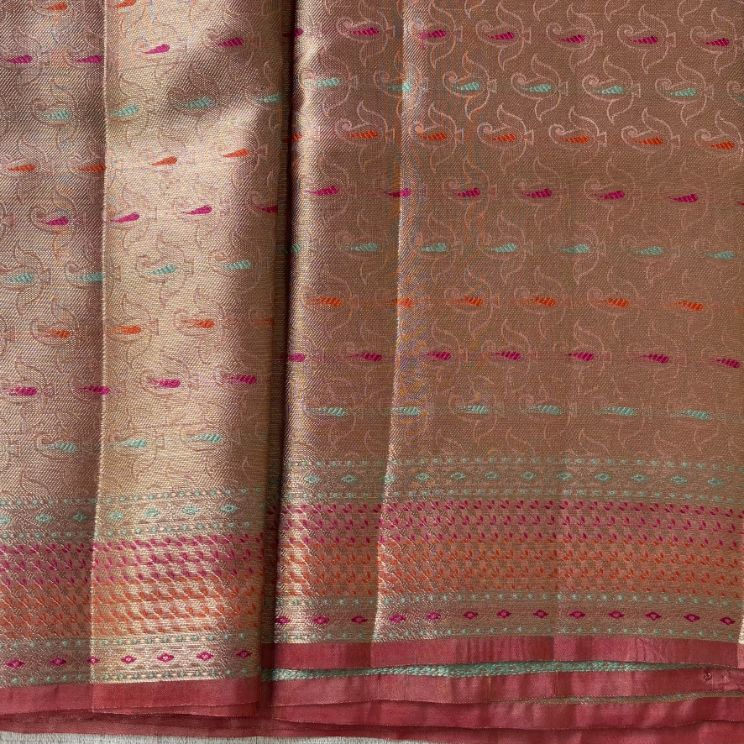 Pink Tissue buti saree