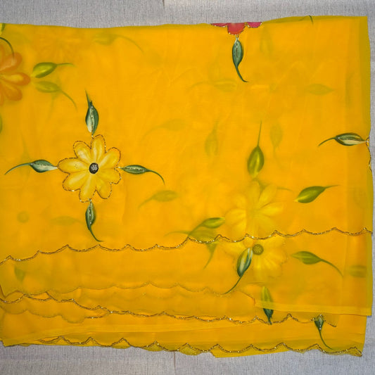 Pure Georgette Handwork saree