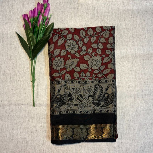 Kalamkari Soft Dola Silk saree