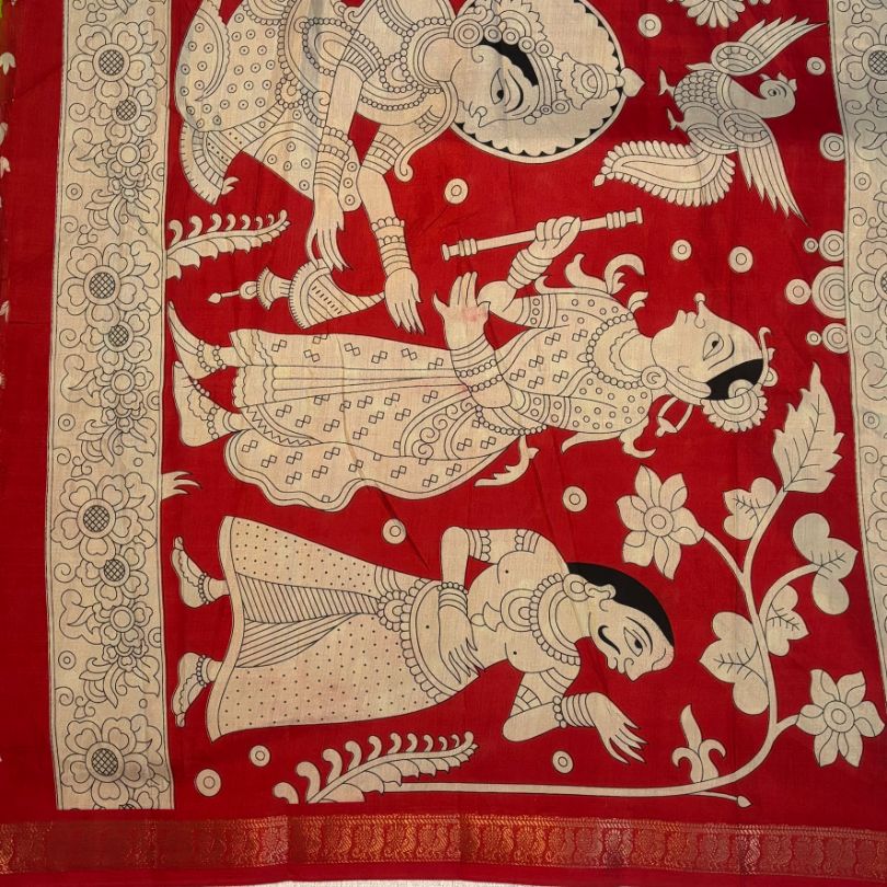 Kalamkari Soft Dola Silk saree
