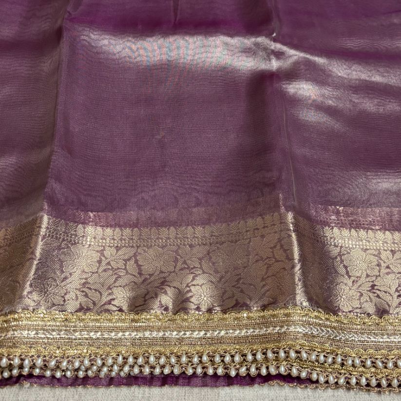 Janhvi Kapoor Inspired Soft Tissue Silk Saree with Handmade Cutwork Laces - Onion Pink