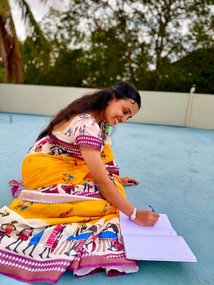Yellow Warli Art Print Mul Cotton Saree