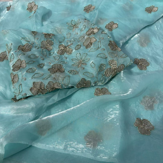 Light Blue Pure Space silk party wear saree