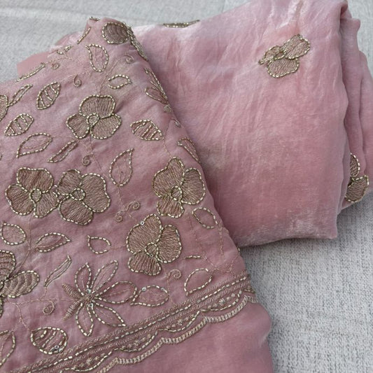 Baby pink Pure Space silk party wear saree