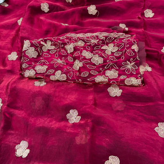 Maroon Pure Space silk party wear saree