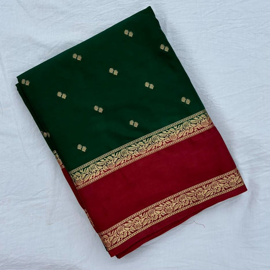 Green and Rush organge Mysore Crepe Semi