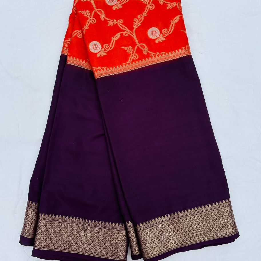Orange and Wine Mysore Crepe Semi