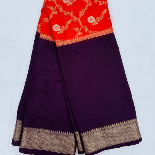 Orange and Wine Mysore Crepe Semi