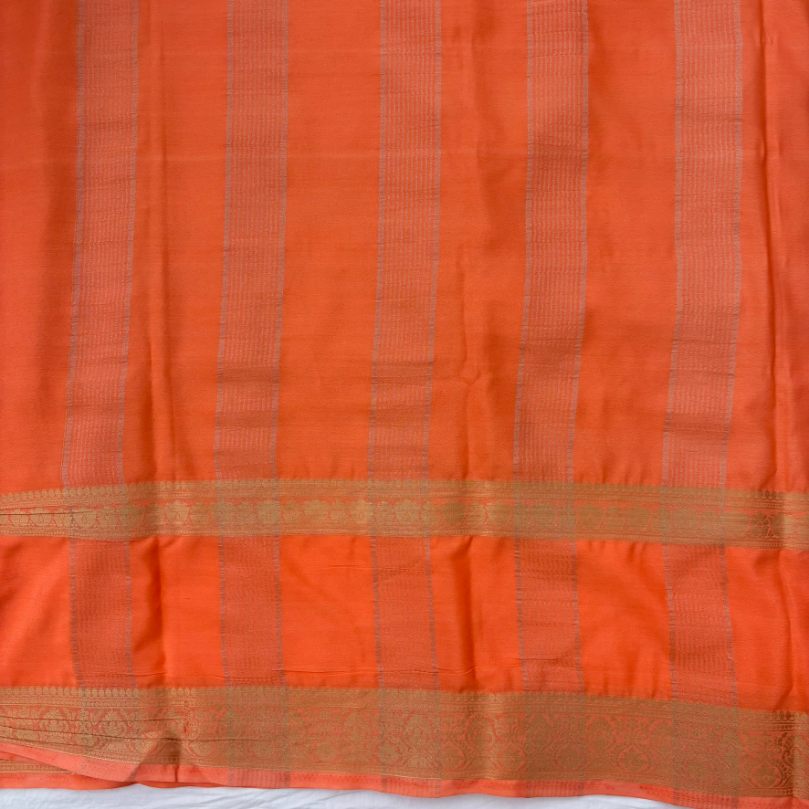Green abd Peach Mysore Crepe Semi