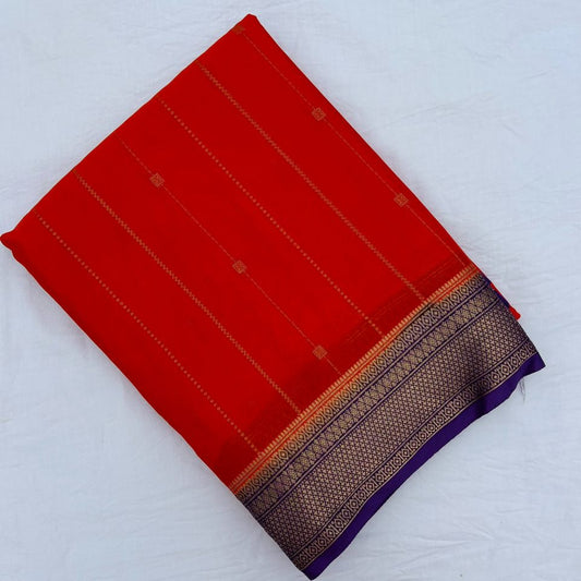 Orange and Blue pink Mysore Crepe Semi