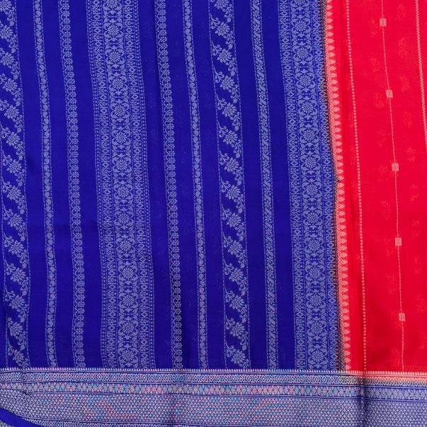 Orange and Blue pink Mysore Crepe Semi