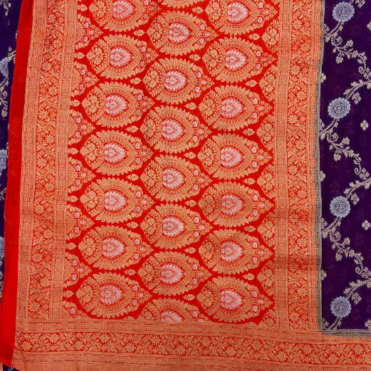 Wine and Orange Banarasi Georgatte Silk