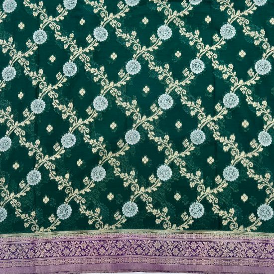 Green and Wine border Banarasi Georgatte Silk