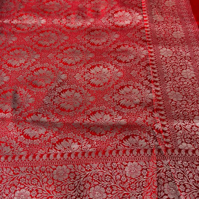 Banarasi Embroidery Mashru Katan Silk Saree with Rani pink border (Handloom) (Copy)
