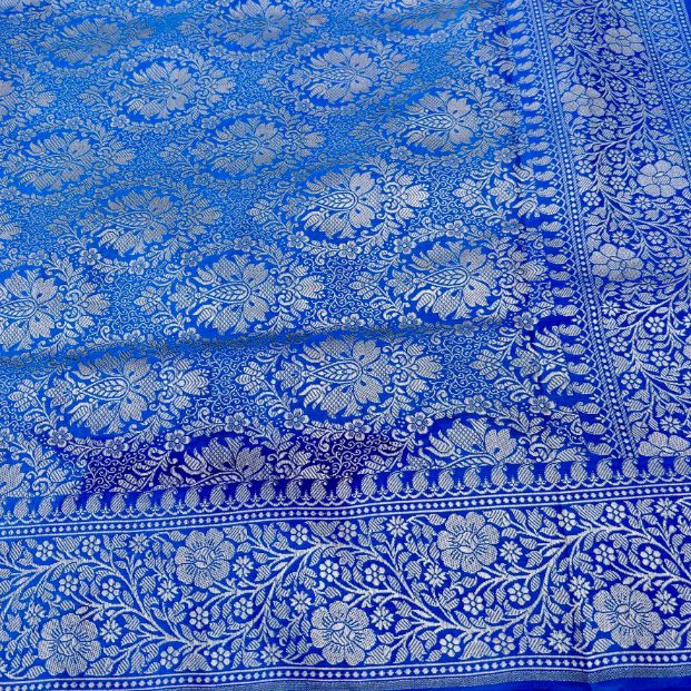 Banarasi Embroidery Mashru Katan Silk Saree with Rani pink border (Handloom)