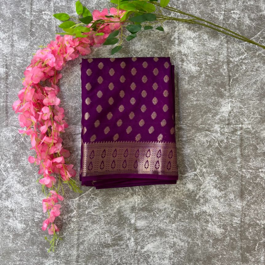 Wine Georgette Crepe silk