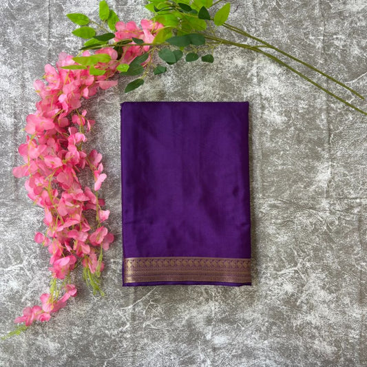 Purple Mango boarder Mysore crape silk semi