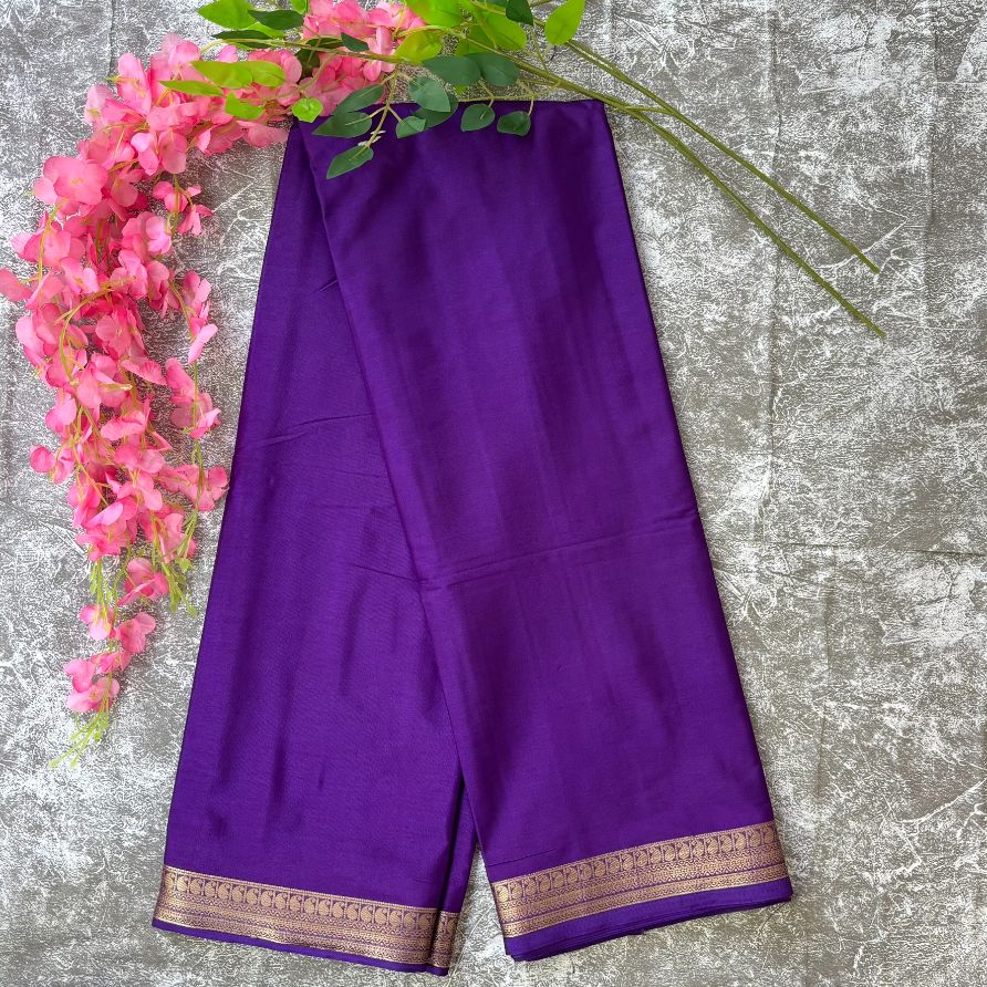 Purple Mango boarder Mysore crape silk semi