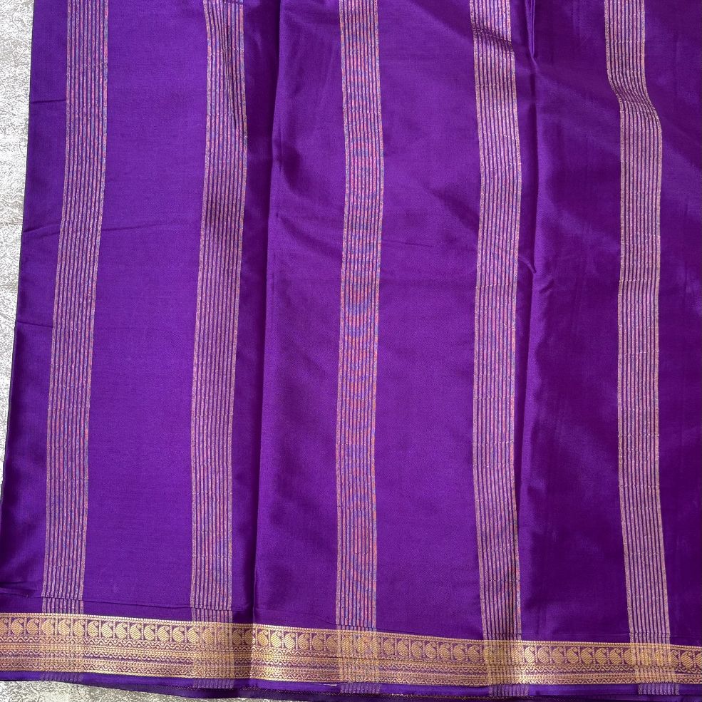 Purple Mango boarder Mysore crape silk semi