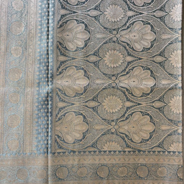 Grey Banarasi Meena Mashru Katan Silk Saree