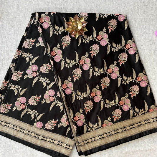 Black Banarasi Meena Mashru Katan Silk Saree