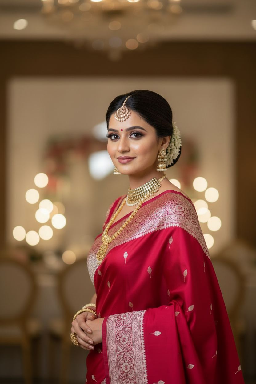 Rani Pink Banarasi Meena Mashru Katan Silk Saree