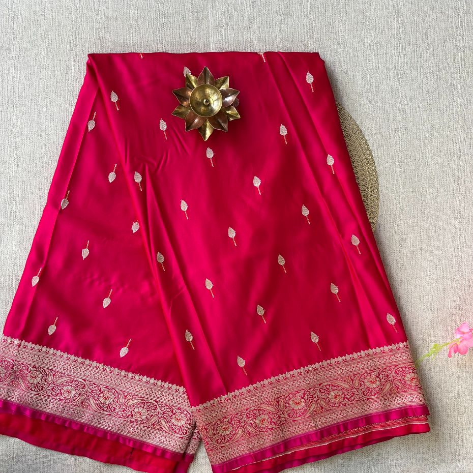 Rani Pink Banarasi Meena Mashru Katan Silk Saree