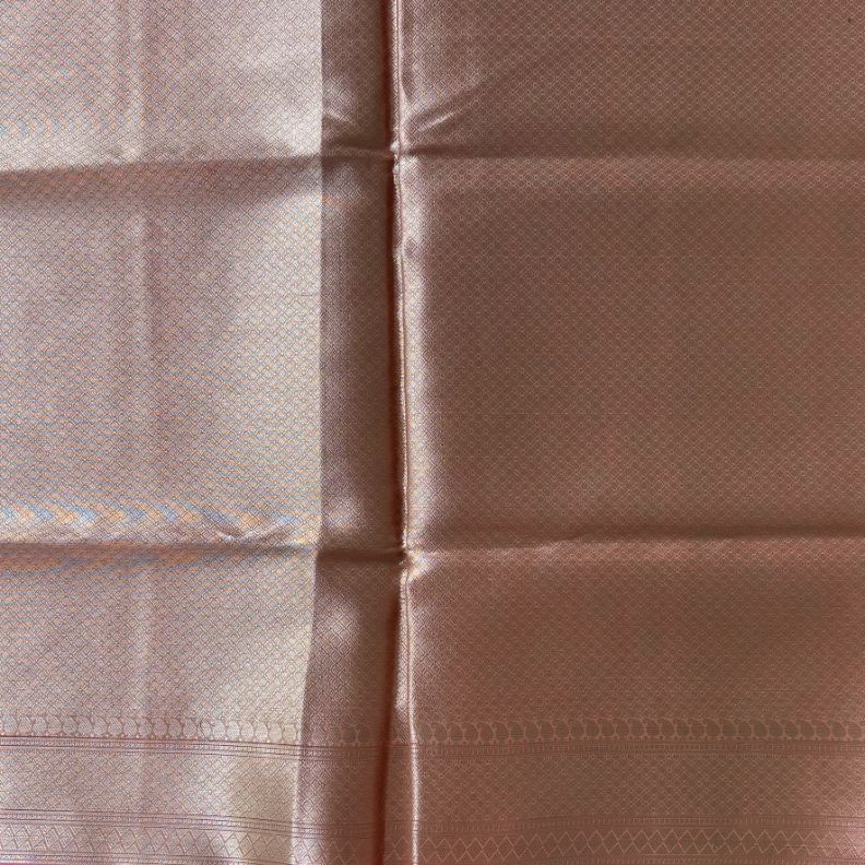 Peach Pink Banarasi Organza Silk Saree