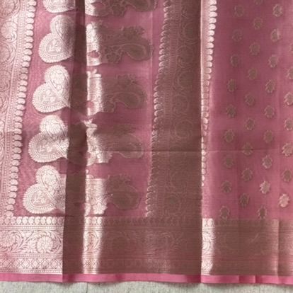 Pink Banarasi Organza Silk Saree