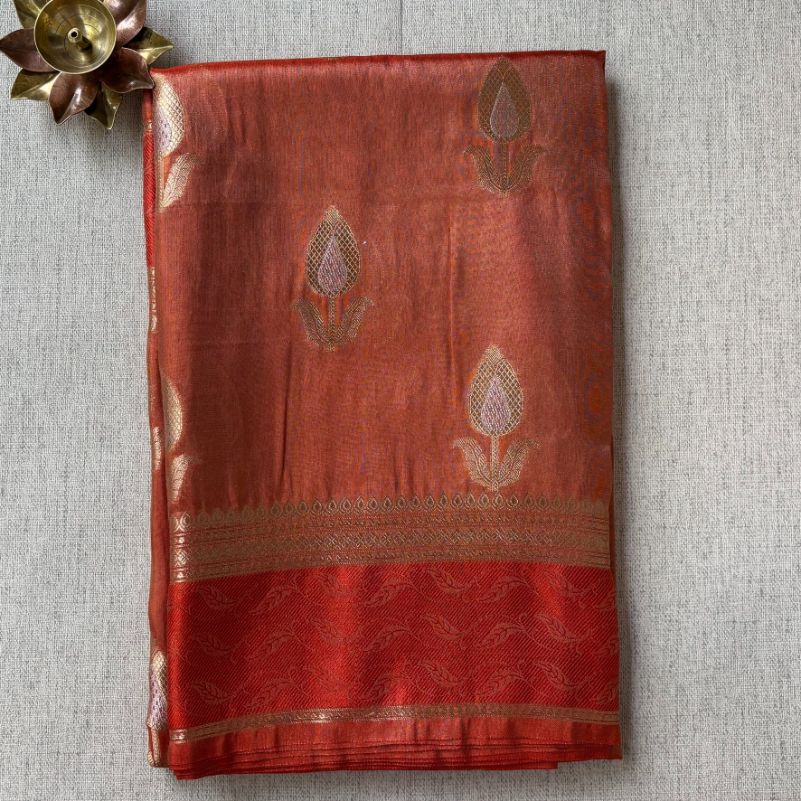 Red Banaras Tissue Katan Silk