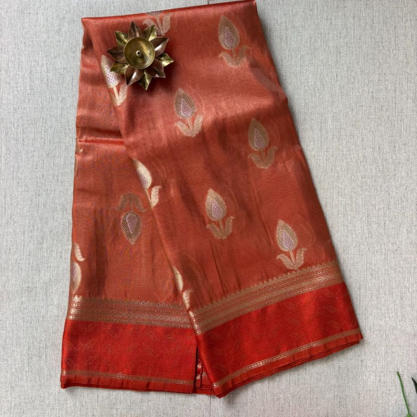 Red Banaras Tissue Katan Silk