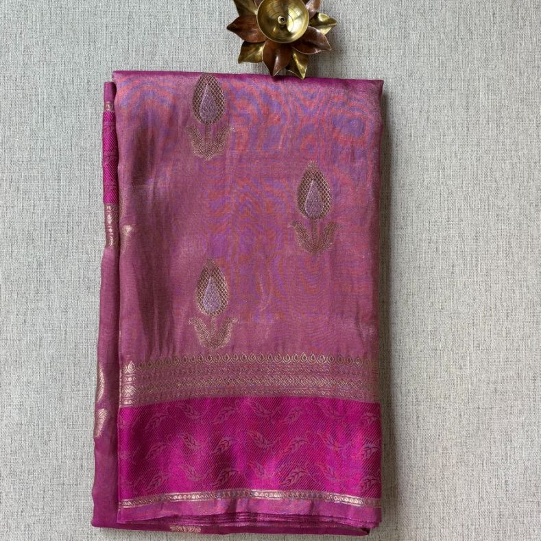 Rani pink Banaras Tissue Katan Silk
