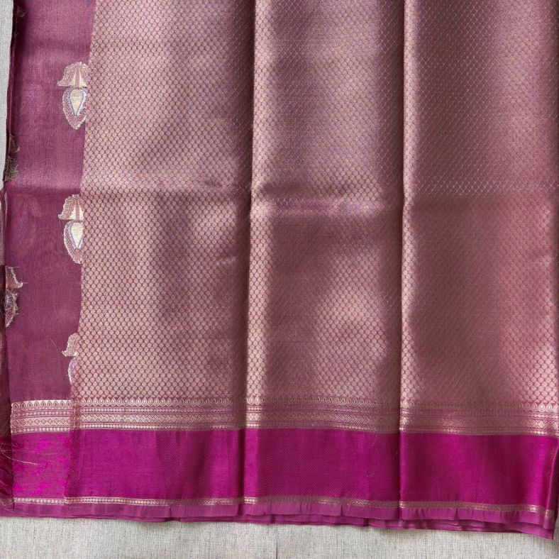 Rani pink Banaras Tissue Katan Silk