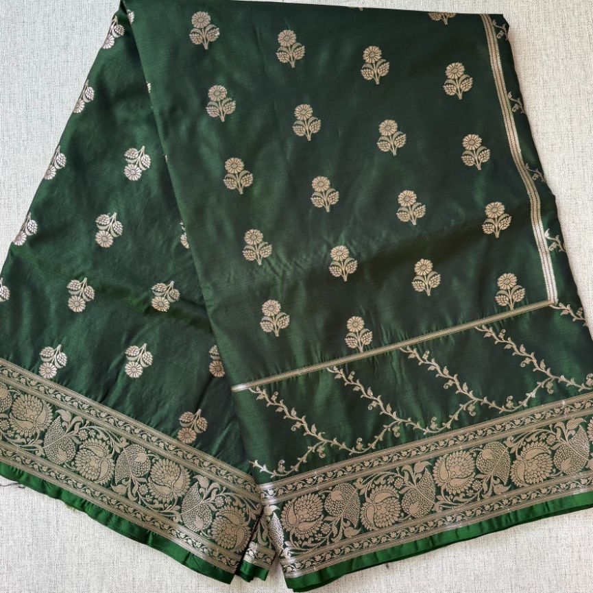 Green banarasi butti katan silk saree