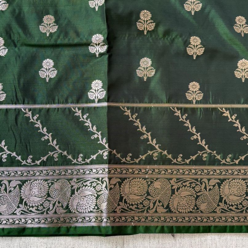 Green banarasi butti katan silk saree