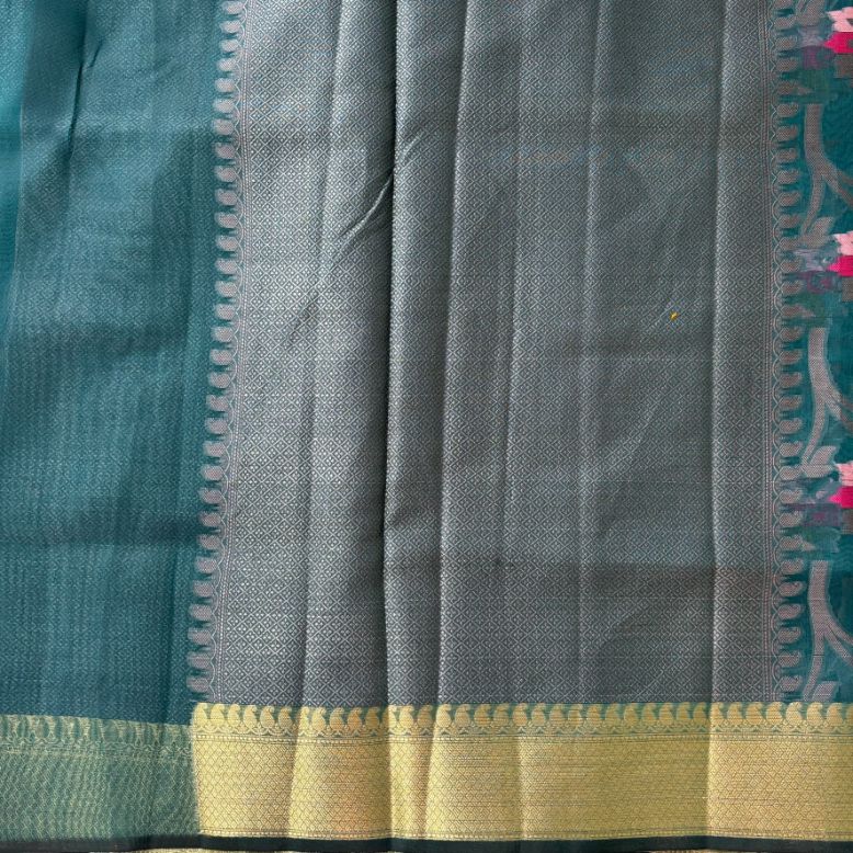 Teal Blue Banarasi Zarikota Saree