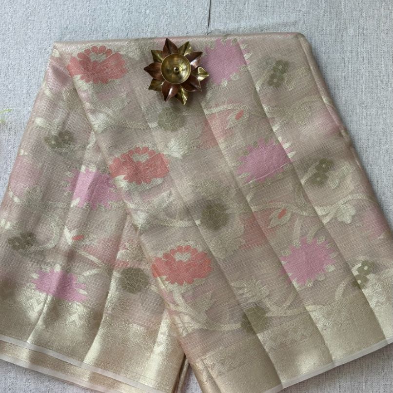 Beige Banarasi Kora Organza Saree