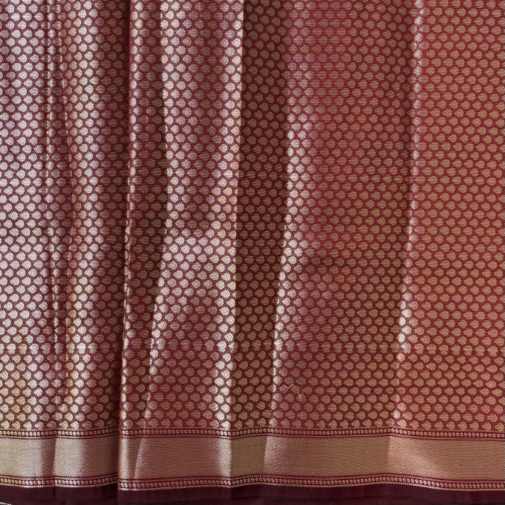 Maroon Banarasi satin silk saree
