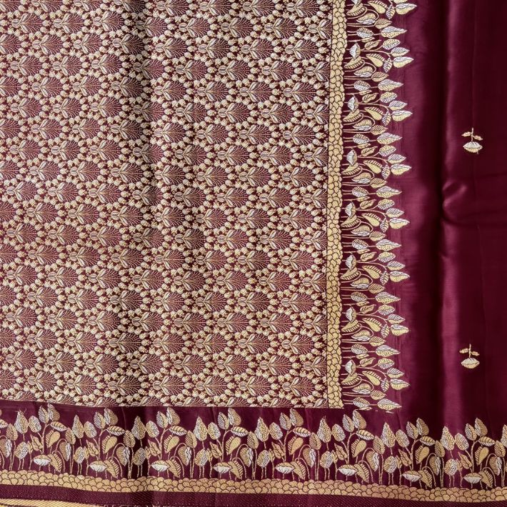 Maroon Banarasi Mashru mango silk saree
